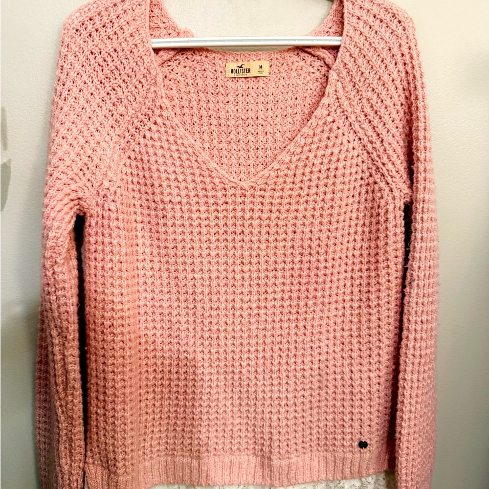Hollister Soft Pink V-Neck Sweater
